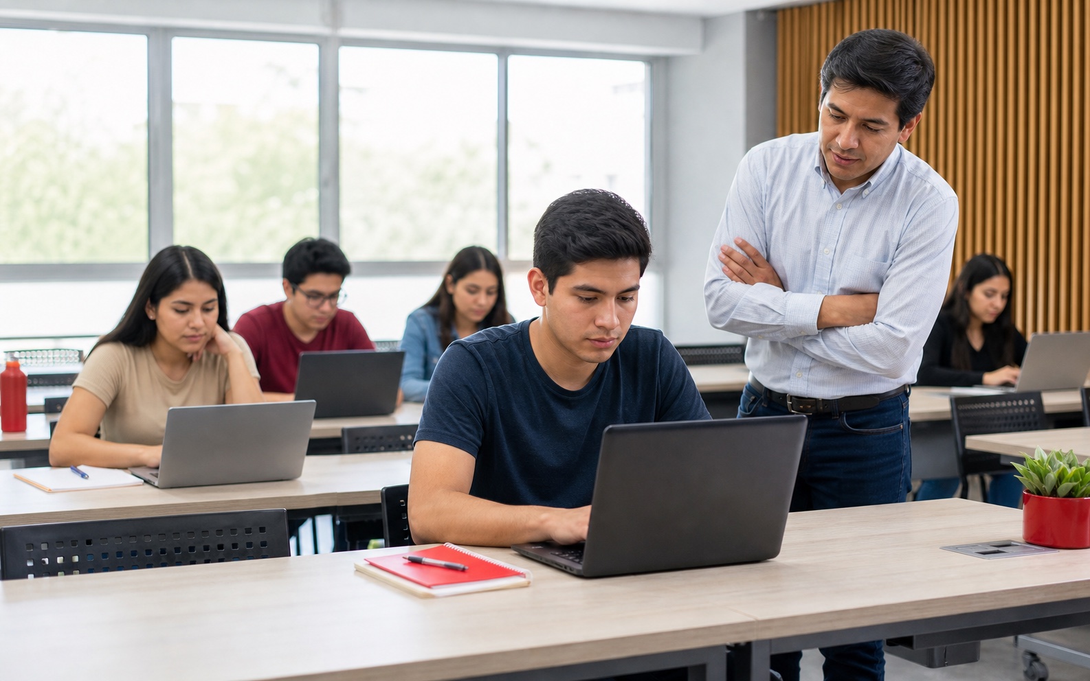 Estudiantes presentando una evaluación digital